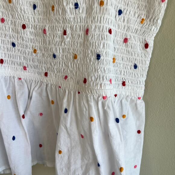 LOFT Multi-color Polka Dot Smocked Peplum Tank Top blouse Size Small - Picture 3 of 7